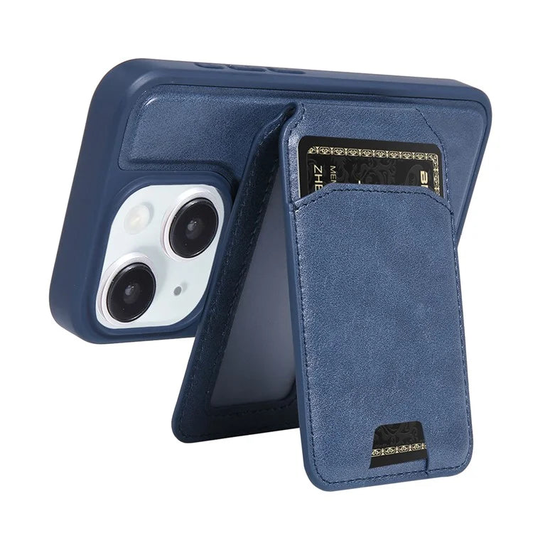 For iPhone 15 Case PU Leather+TPU Phone Cover with Magnetic Card Holder