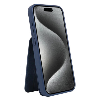 For iPhone 15 Case PU Leather+TPU Phone Cover with Magnetic Card Holder
