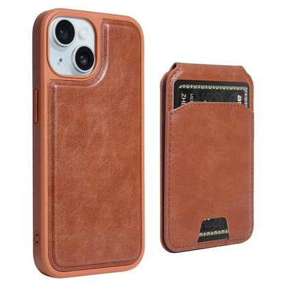 For iPhone 15 Case PU Leather+TPU Phone Cover with Magnetic Card Holder