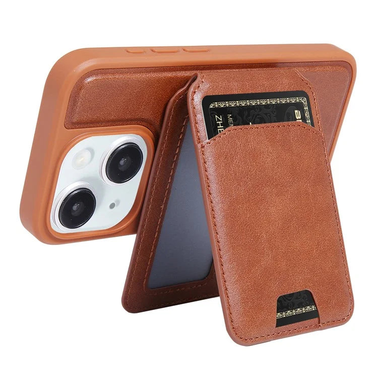 For iPhone 15 Case PU Leather+TPU Phone Cover with Magnetic Card Holder