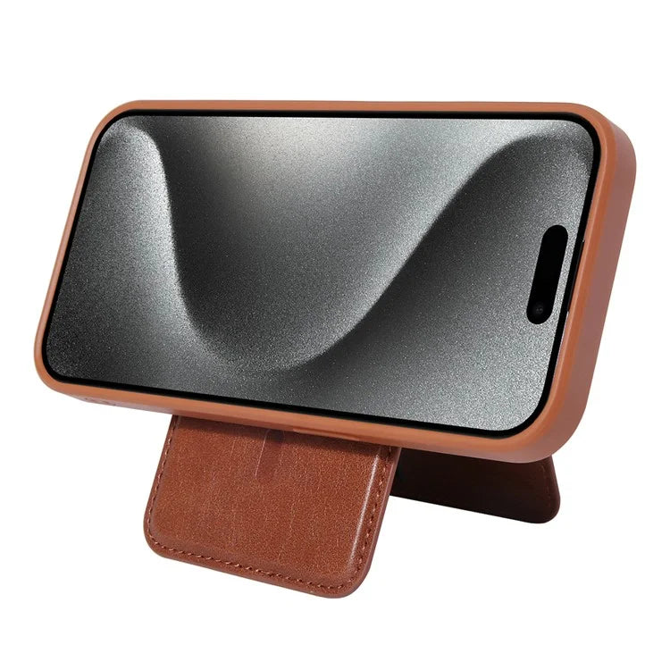 For iPhone 15 Case PU Leather+TPU Phone Cover with Magnetic Card Holder