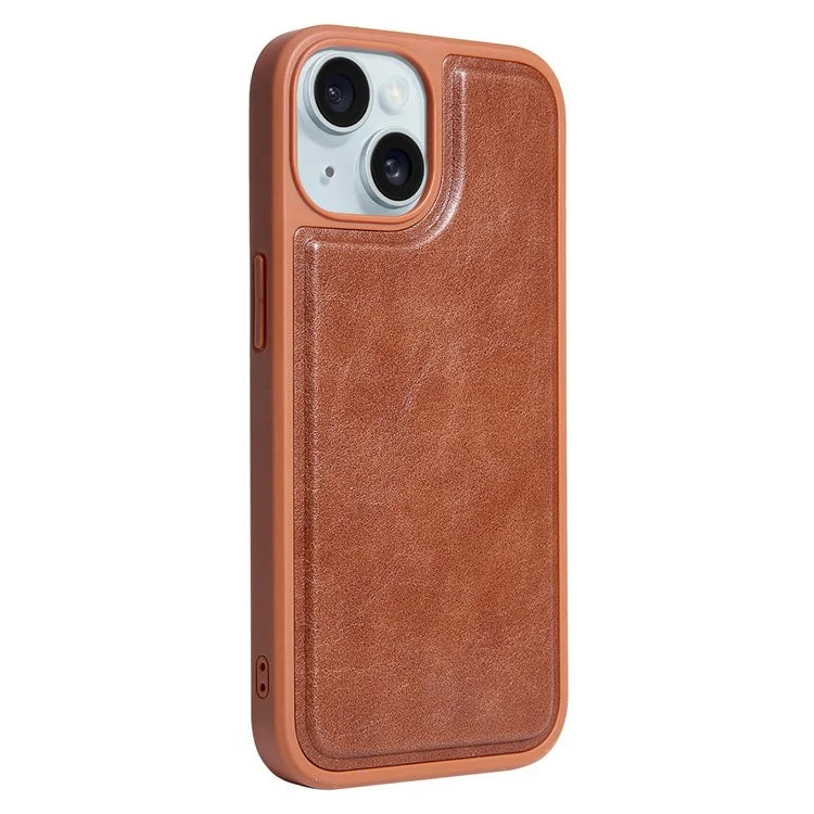 For iPhone 15 Case PU Leather+TPU Phone Cover with Magnetic Card Holder