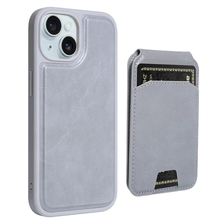 For iPhone 15 Case PU Leather+TPU Phone Cover with Magnetic Card Holder
