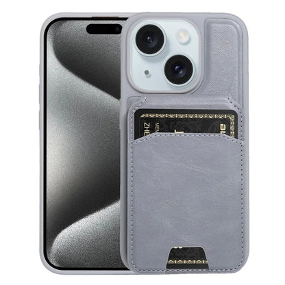 For iPhone 15 Case PU Leather+TPU Phone Cover with Magnetic Card Holder