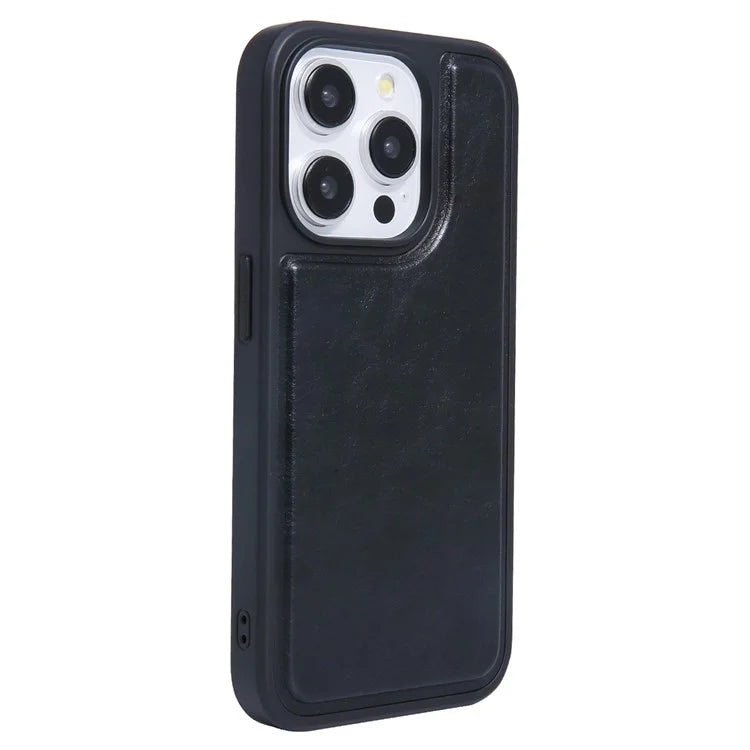 For iPhone 15 Pro Max Case Kickstand Card Holder PU+TPU Phone Cover