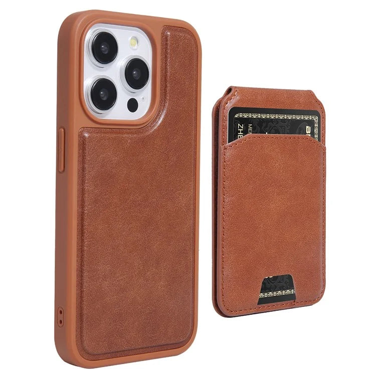 For iPhone 15 Pro Max Case Kickstand Card Holder PU+TPU Phone Cover