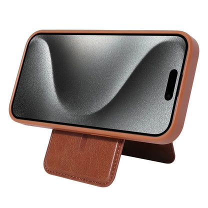 For iPhone 15 Pro Max Case Kickstand Card Holder PU+TPU Phone Cover