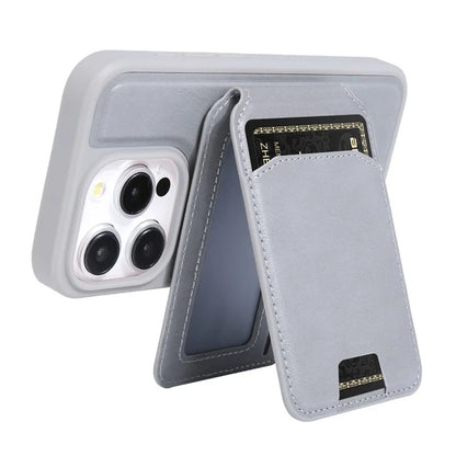 For iPhone 15 Pro Max Case Kickstand Card Holder PU+TPU Phone Cover
