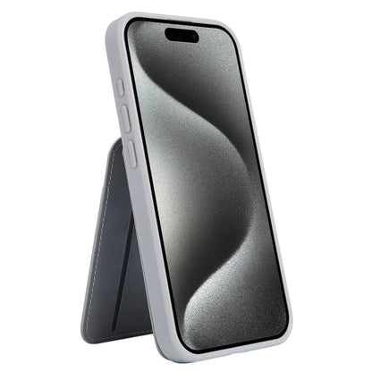 For iPhone 15 Pro Max Case Kickstand Card Holder PU+TPU Phone Cover