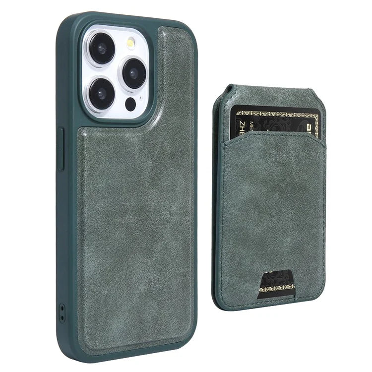 For iPhone 15 Pro Max Case Kickstand Card Holder PU+TPU Phone Cover