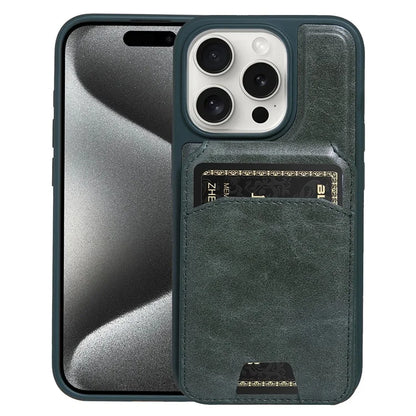 For iPhone 15 Pro Max Case Kickstand Card Holder PU+TPU Phone Cover