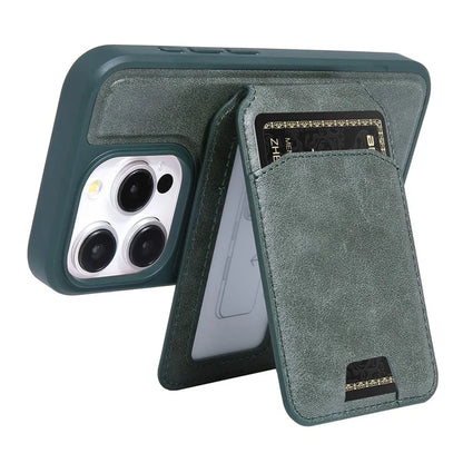 For iPhone 15 Pro Max Case Kickstand Card Holder PU+TPU Phone Cover