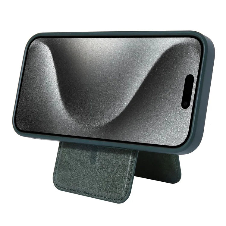 For iPhone 15 Pro Max Case Kickstand Card Holder PU+TPU Phone Cover