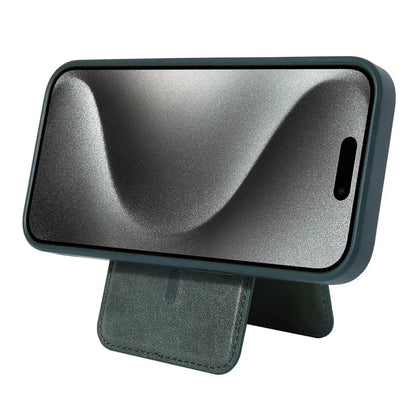 For iPhone 15 Pro Max Case Kickstand Card Holder PU+TPU Phone Cover