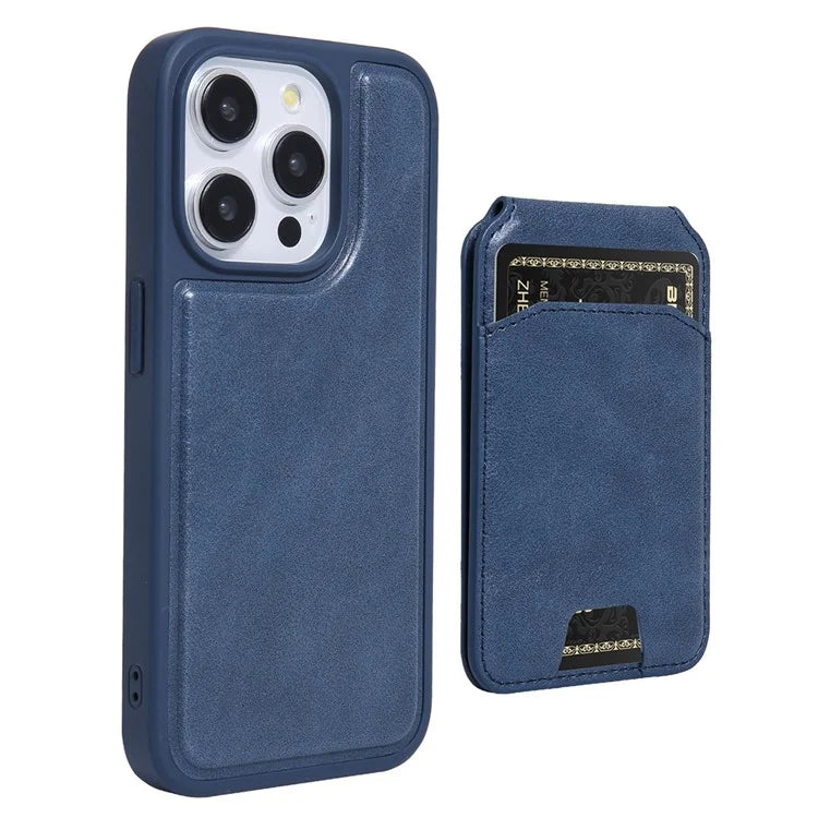 For iPhone 15 Pro Max Case Kickstand Card Holder PU+TPU Phone Cover