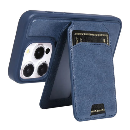 For iPhone 15 Pro Max Case Kickstand Card Holder PU+TPU Phone Cover