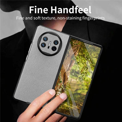For Huawei Mate X5 Hybrid Case Wood Textured Leather+PC+TPU Back Phone Cover