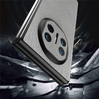 For Huawei Mate X5 Hybrid Case Wood Textured Leather+PC+TPU Back Phone Cover