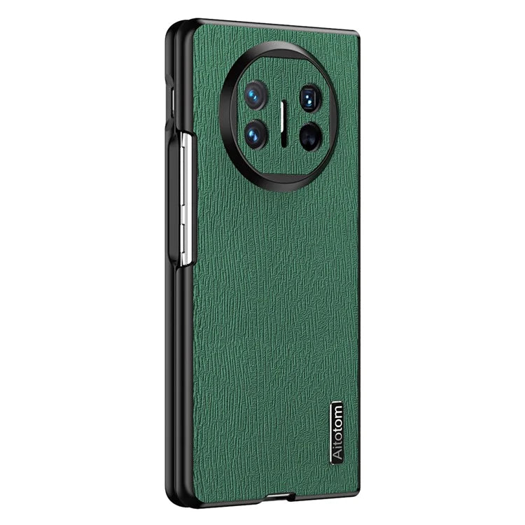 For Huawei Mate X5 Hybrid Case Wood Textured Leather+PC+TPU Back Phone Cover
