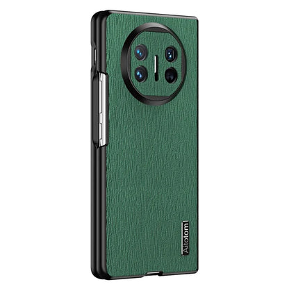 For Huawei Mate X5 Hybrid Case Wood Textured Leather+PC+TPU Back Phone Cover
