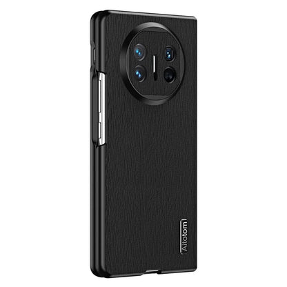 For Huawei Mate X5 Hybrid Case Wood Textured Leather+PC+TPU Back Phone Cover