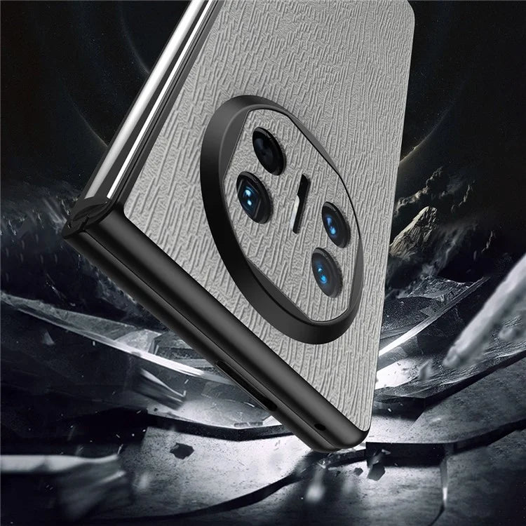 For Huawei Mate X5 Hybrid Case Wood Textured Leather+PC+TPU Back Phone Cover