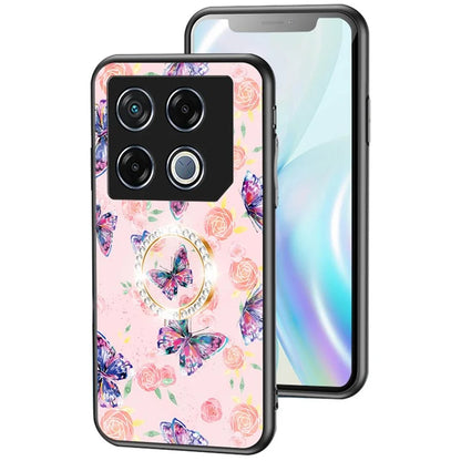 For Infinix GT 20 Pro 5G Case Pattern Print Tempered Glass Kickstand Phone Cover