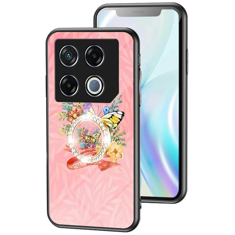For Infinix GT 20 Pro 5G Case Pattern Print Tempered Glass Kickstand Phone Cover