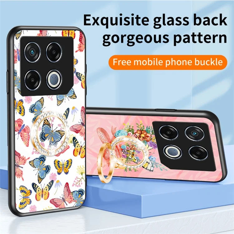 For Infinix GT 20 Pro 5G Case Pattern Print Tempered Glass Kickstand Phone Cover