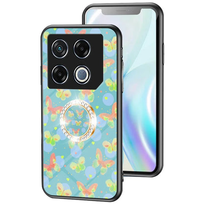 For Infinix GT 20 Pro 5G Case Pattern Print Tempered Glass Kickstand Phone Cover