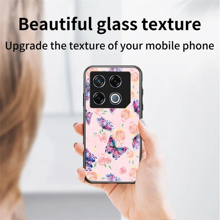 For Infinix GT 20 Pro 5G Case Pattern Print Tempered Glass Kickstand Phone Cover
