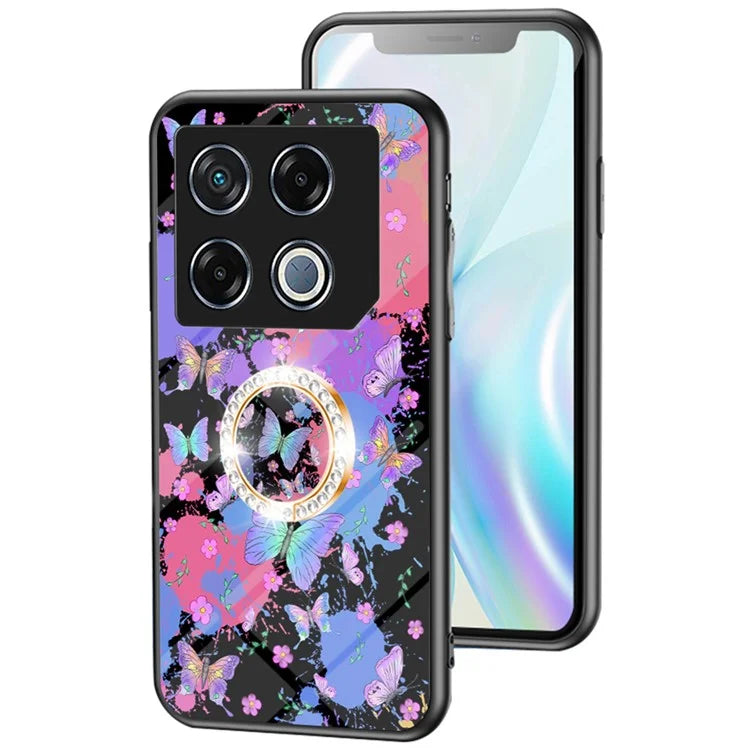 For Infinix GT 20 Pro 5G Case Pattern Print Tempered Glass Kickstand Phone Cover