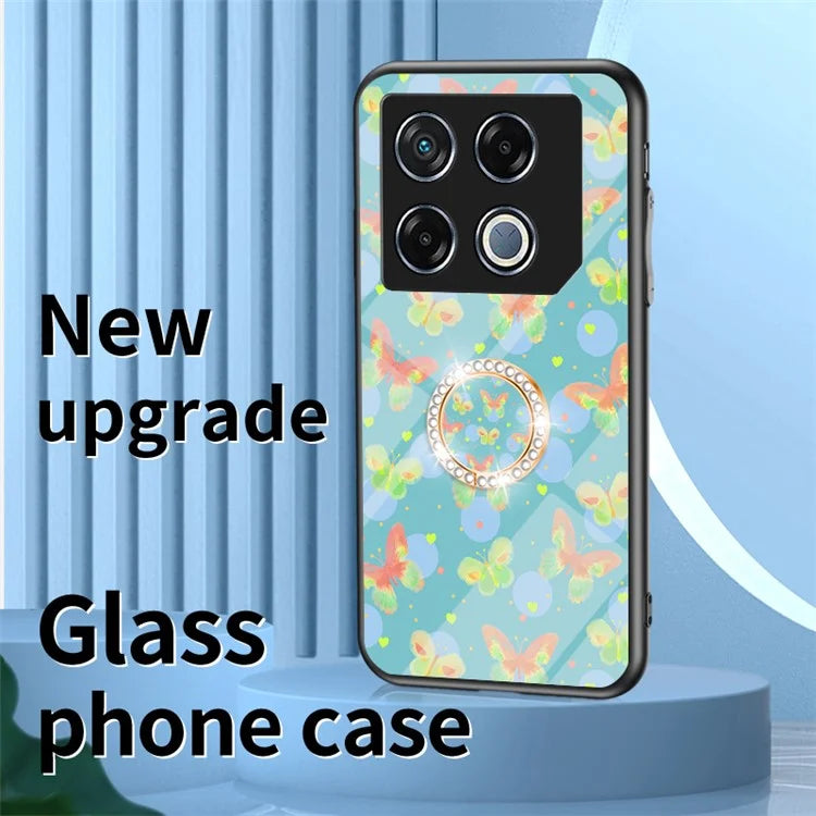 For Infinix GT 20 Pro 5G Case Pattern Print Tempered Glass Kickstand Phone Cover