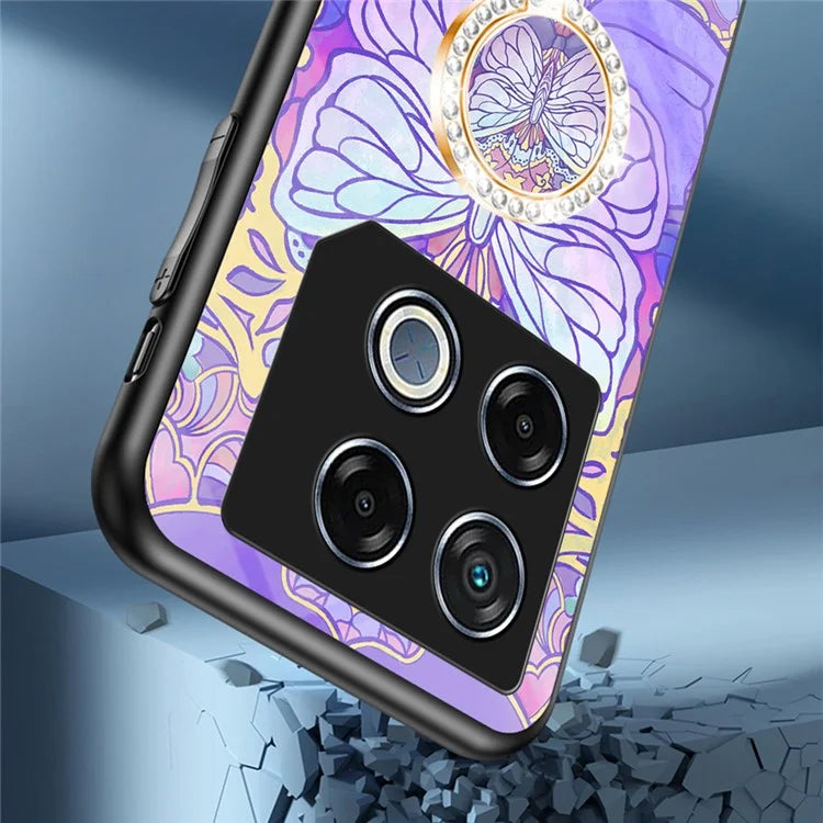For Infinix GT 20 Pro 5G Case Pattern Print Tempered Glass Kickstand Phone Cover