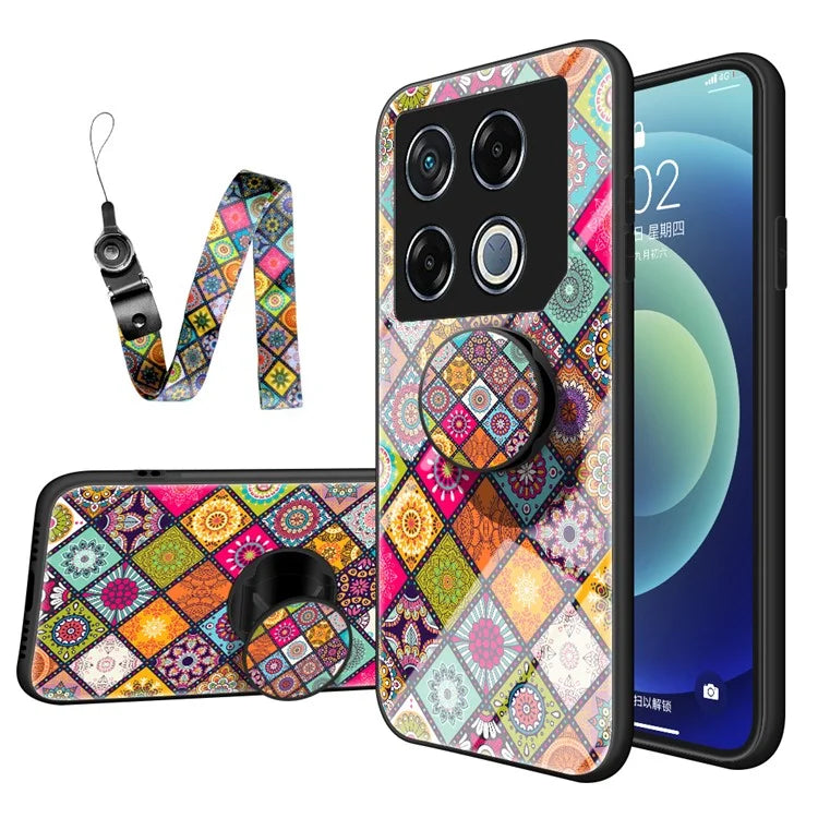 For Infinix GT 20 Pro 5G Case Kickstand Ethnic Pattern Tempered Glass+PC+TPU Phone Cover