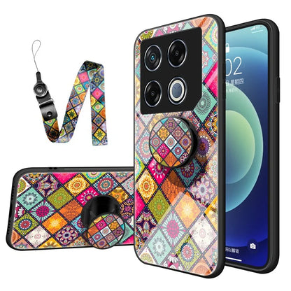 For Infinix GT 20 Pro 5G Case Kickstand Ethnic Pattern Tempered Glass+PC+TPU Phone Cover