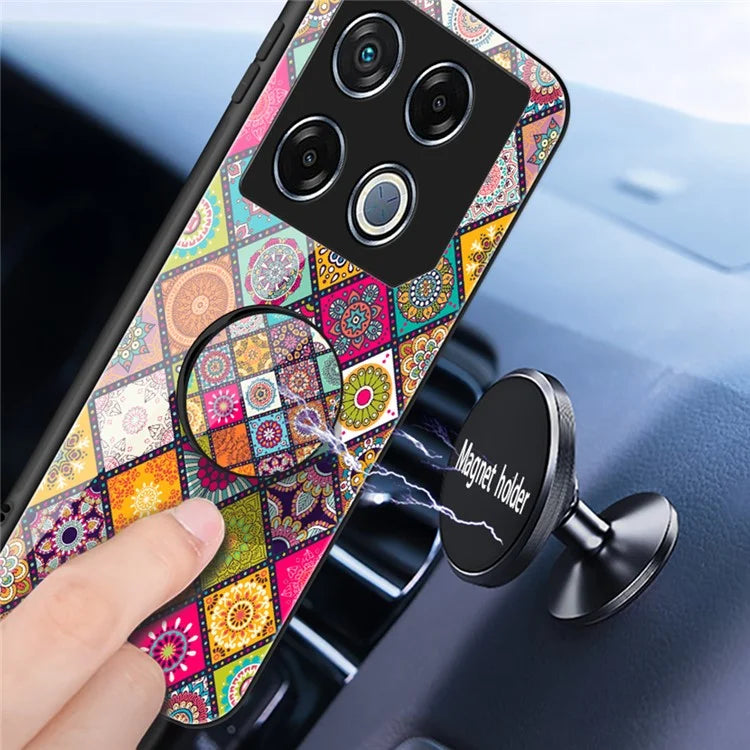 For Infinix GT 20 Pro 5G Case Kickstand Ethnic Pattern Tempered Glass+PC+TPU Phone Cover