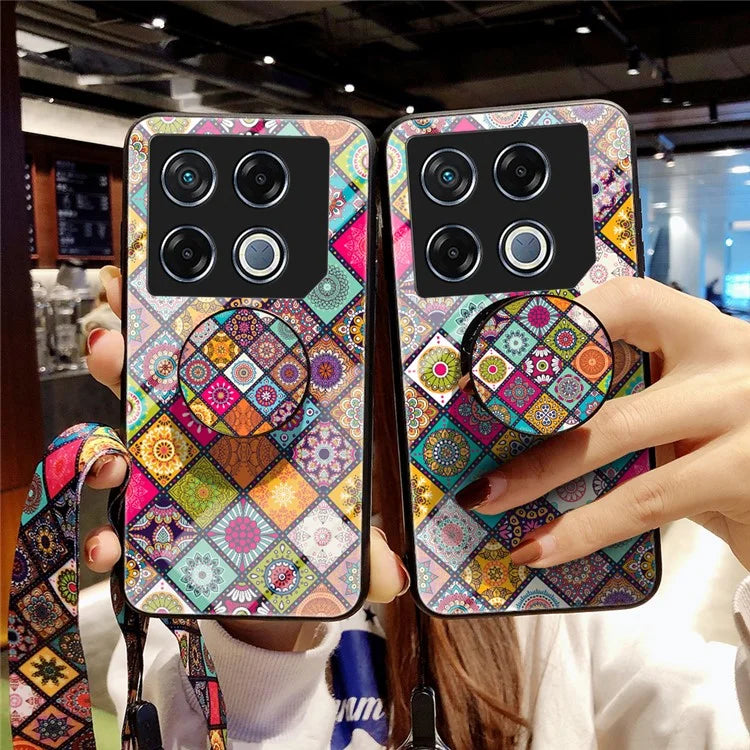 For Infinix GT 20 Pro 5G Case Kickstand Ethnic Pattern Tempered Glass+PC+TPU Phone Cover