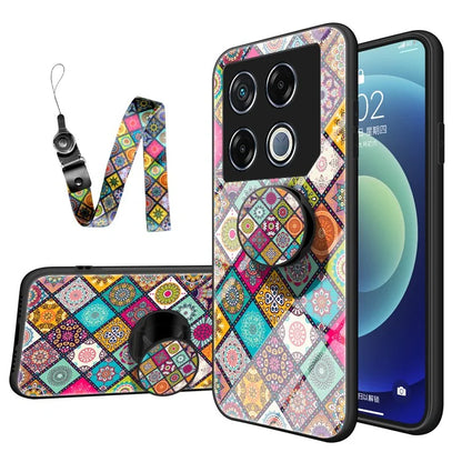 For Infinix GT 20 Pro 5G Case Kickstand Ethnic Pattern Tempered Glass+PC+TPU Phone Cover