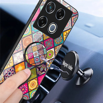 For Infinix GT 20 Pro 5G Case Kickstand Ethnic Pattern Tempered Glass+PC+TPU Phone Cover