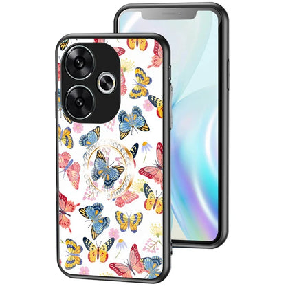 For Xiaomi Redmi Turbo 3 5G Case Pattern Print Tempered Glass Kickstand Phone Cover