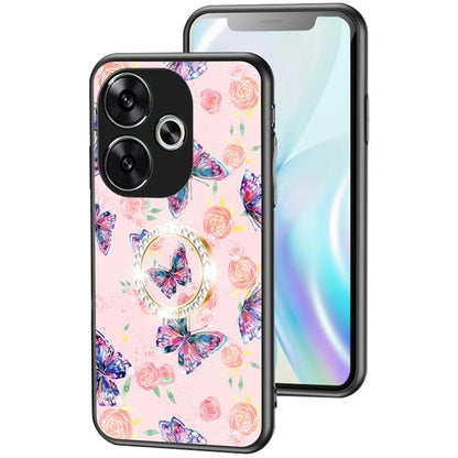 For Xiaomi Redmi Turbo 3 5G Case Pattern Print Tempered Glass Kickstand Phone Cover