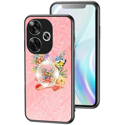 For Xiaomi Redmi Turbo 3 5G Case Pattern Print Tempered Glass Kickstand Phone Cover