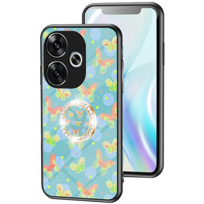 For Xiaomi Redmi Turbo 3 5G Case Pattern Print Tempered Glass Kickstand Phone Cover