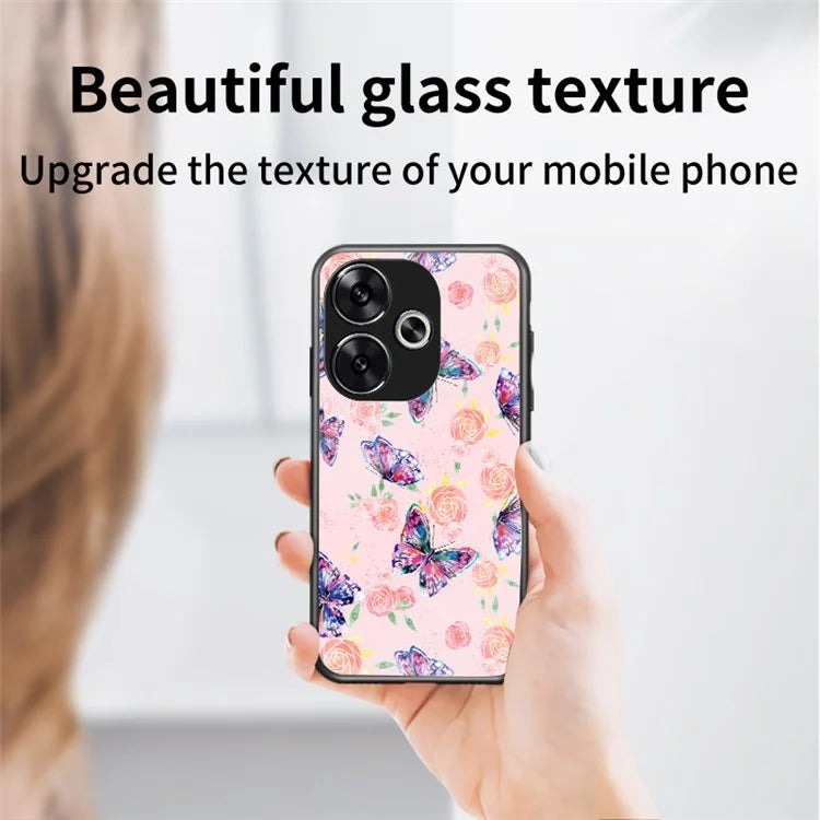 For Xiaomi Redmi Turbo 3 5G Case Pattern Print Tempered Glass Kickstand Phone Cover