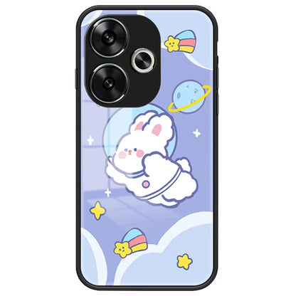 For Xiaomi Redmi Turbo 3 5G Case Cartoon Animal Print Tempered Glass Shockproof Phone Cover