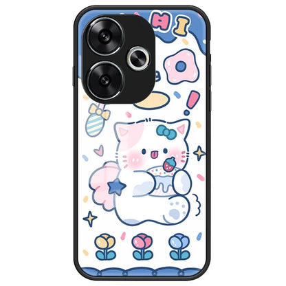For Xiaomi Redmi Turbo 3 5G Case Cartoon Animal Print Tempered Glass Shockproof Phone Cover