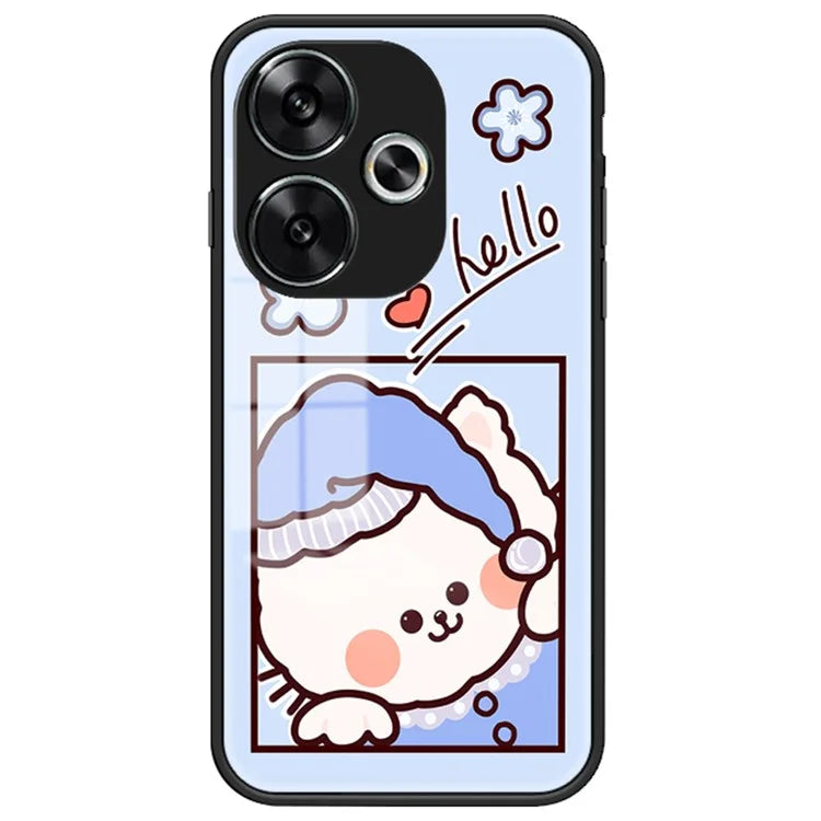 For Xiaomi Redmi Turbo 3 5G Case Cartoon Animal Print Tempered Glass Shockproof Phone Cover