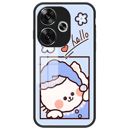 For Xiaomi Redmi Turbo 3 5G Case Cartoon Animal Print Tempered Glass Shockproof Phone Cover
