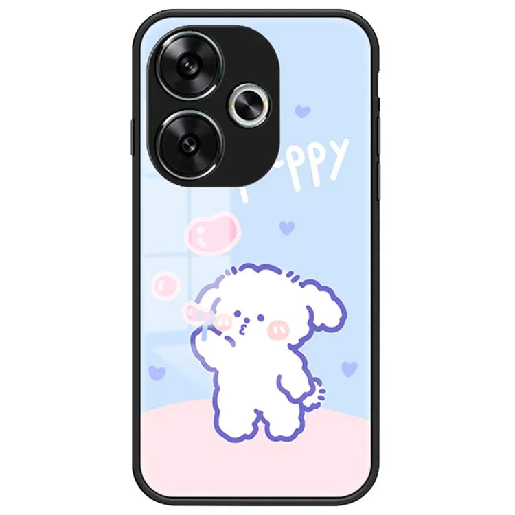 For Xiaomi Redmi Turbo 3 5G Case Cartoon Animal Print Tempered Glass Shockproof Phone Cover